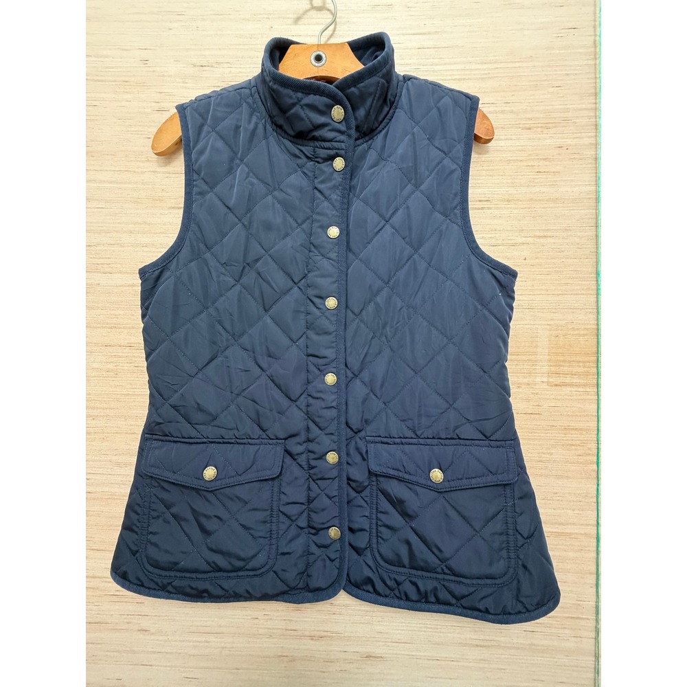 Savile Row Co London Navy Blue Quilted Vest Womens Medium Diamond Quilt Gilet‎